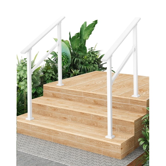 Metal Handrail for 2-6 Steps, Black Deck Stair Railing, 500 LBS Heavy ...