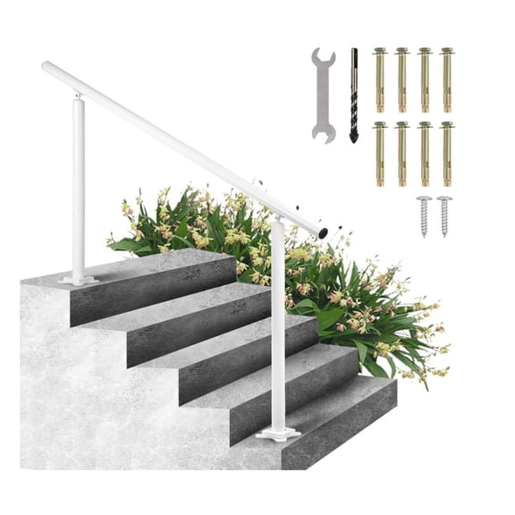 Metal Handrails for Outdoor Steps,Heavy-Duty Stair Railing for 1 to 5 Steps, Handrailing for Safety & Stability, Aluminum & Wrought Iron, Ideal for Indoor & Outdoor Use