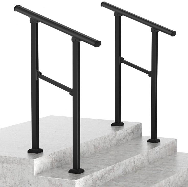 Metal Handrails for Outdoor Steps,Heavy-Duty Stair Railing for 1 to 5 ...