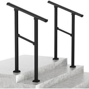 Metal Handrails for Outdoor Steps,Heavy-Duty Stair Railing for 1 to 5 Steps, Handrailing for Safety & Stability, Aluminum & Wrought Iron, Ideal for Indoor & Outdoor Use