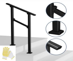 Metal Handrails for Outdoor Steps,Heavy-Duty Stair Railing for 1 to 5 ...