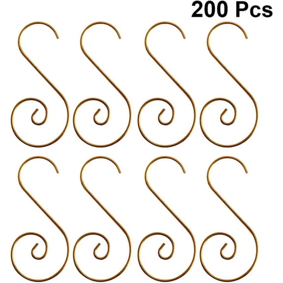 Metal Hanger 200pcs Christmas Ornaments Hooks Christmas Tree Hanger for Christmas Tree Decoration (Golden) Tree Ornament Hooks