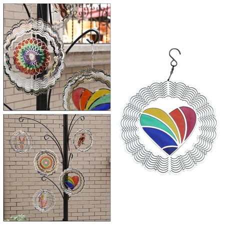 Metal Hanging 3D Roting Wind Chime Indoor Window Hanging Ornament Crafts Outdoor Garden Decorion Style C