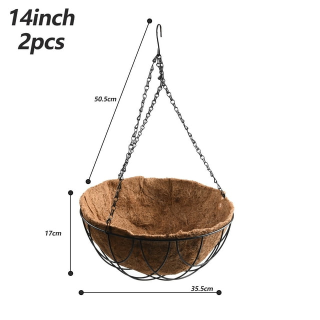 Metal Hanging Baskets with Coco Coir Liner Hanger Holder Plant Flower