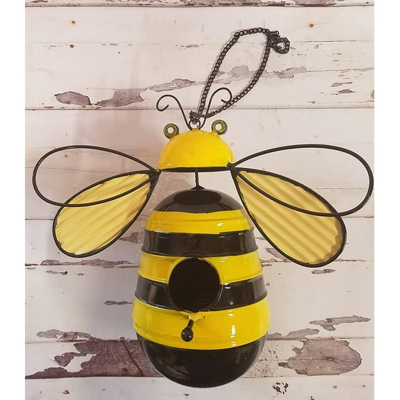 Special T Imports Metal Bumble Bee Novelty Hanging Birdhouse Home Garden Patio Decor