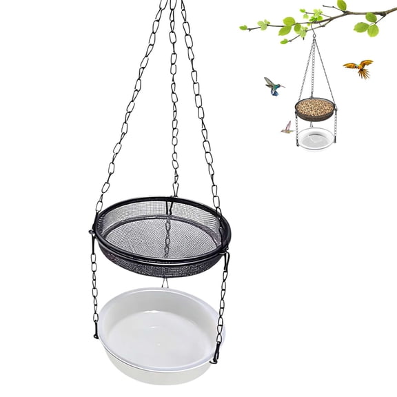 Metal Hanging Bird Feeders for Outdoors,Hanging Bird Bath for Garden, Large Capacity Crow and Hummingbird Feeder Easy to Install Decorative Garden Balcony Accessory