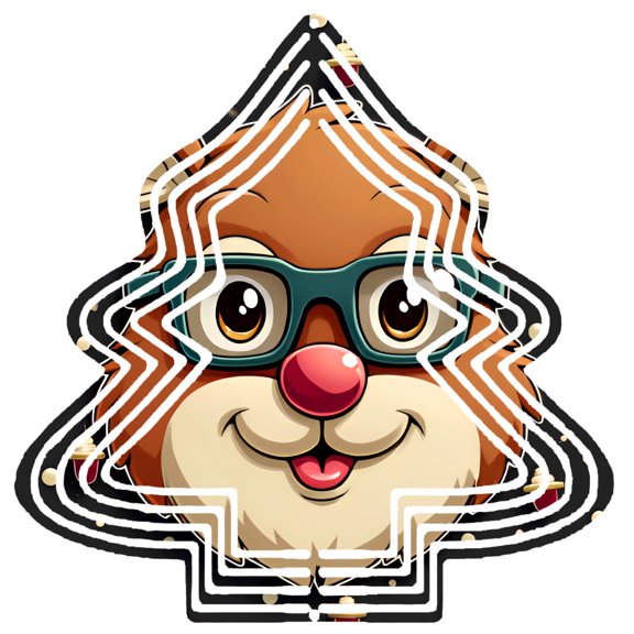 Metal Hanging Christmas Tree-Shaped Wind Decorations - Festive Garden Spinners with Cheerful Squirrel Design & Decorative Patterns