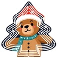 thumbnail image 1 of Metal Hanging Christmas Tree-Shaped Wind Spinner - Cheerful Bear Design with Concentric Circle Pattern for Yard & Garden Decor, 1 of 7