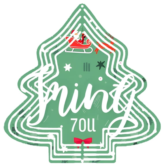 Metal Hanging Christmas Tree Wind Decoration - Green Tree with Santa Sleigh Red Bow Stars & ' sind ' Design for Yard & Garden