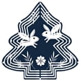 thumbnail image 1 of Metal Hanging Christmas Tree Wind Decorations - Abstract Circuitry Design with Flying Rabbits Perfect for Garden Spinners, 1 of 7