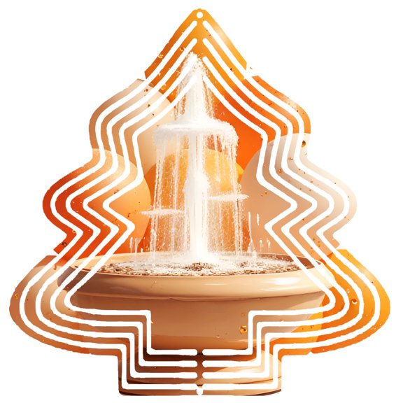 Metal Hanging Christmas Tree Wind Decorations - Abstract Design with Cascading Lines & Warm Gradient Colors for Garden Spinners