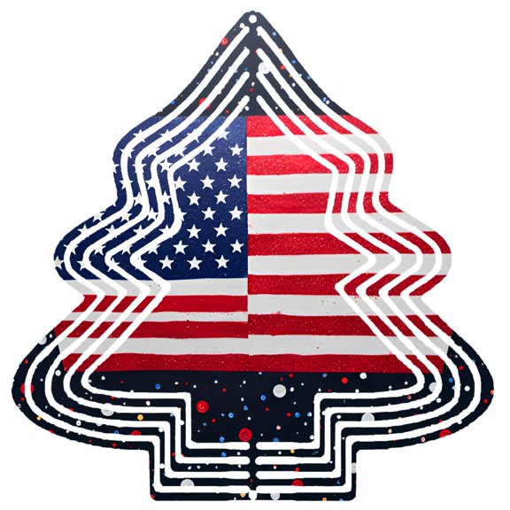 Metal Hanging Christmas Tree Wind Decorations - American Flag Design with Concentric Circles Perfect for Yard & Garden Spinners