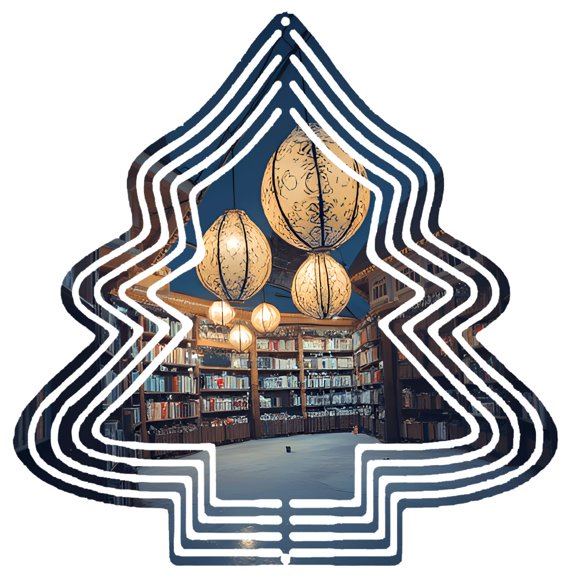 Metal Hanging Christmas Tree Wind Decorations - Artistic Garden Spinners with Geometric Patterns for a Festive Yard Display