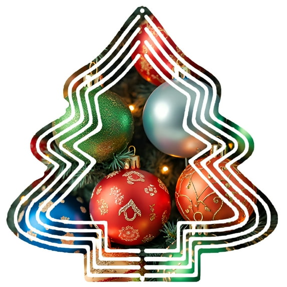 Metal Hanging Christmas Tree Wind Decorations - Colorful Ornaments with Intricate Patterns - Perfect Garden Spinners for Festive Yards