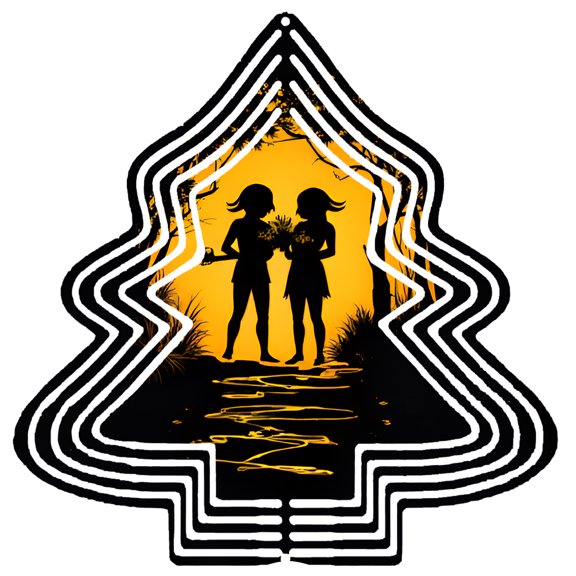 Metal Hanging Christmas Tree Wind Decorations - Elegant Garden Spinners with Concentric Patterns for a Festive Yard Display