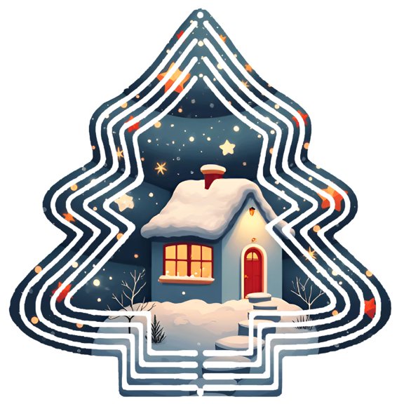 Metal Hanging Christmas Tree Wind Decorations - Elegant Garden Spinners with Decorative Patterns for a Festive Yard Display