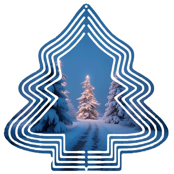 Metal Hanging Christmas Tree Wind Decorations - Elegant Garden Spinners with Festive Patterns for a Magical Winter Yard Display