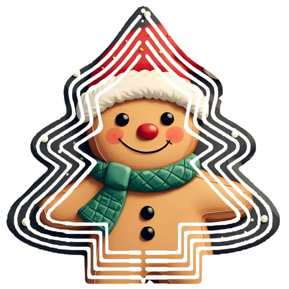 Metal Hanging Christmas Tree Wind Decorations - Festive Garden Spinners with Cheerful Gingerbread Man Design Perfect for Yard Decor