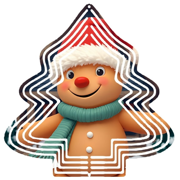 Metal Hanging Christmas Tree Wind Decorations - Festive Garden Spinners with Cheerful Gingerbread Man Design Perfect for Yard Decor