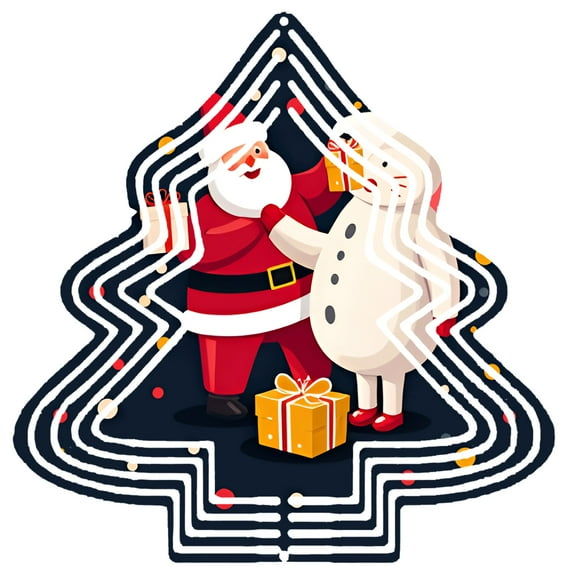 Metal Hanging Christmas Tree Wind Decorations - Festive Garden Spinners with Colorful Dot Patterns for Holiday Cheer in Your Yard