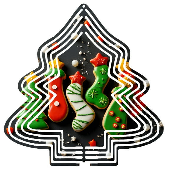 Metal Hanging Christmas Tree Wind Decorations - Festive Garden Spinners with Colorful Patterns Stars & Snowflakes for Holiday Cheer