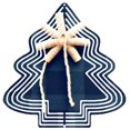 thumbnail image 1 of Metal Hanging Christmas Tree Wind Decorations - Festive Garden Spinners with Concentric Circle Design on Dark Blue Background, 1 of 6