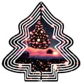 thumbnail image 1 of Metal Hanging Christmas Tree Wind Decorations - Festive Garden Spinners with Concentric Lines & Ornament Design for Holiday Cheer, 1 of 7