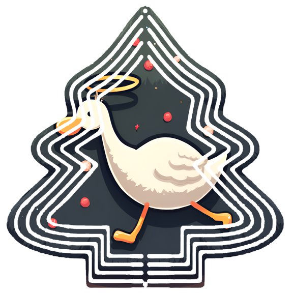 Metal Hanging Christmas Tree Wind Decorations - Festive Garden Spinners with Concentric Wavy Lines Red Dots & White Circles