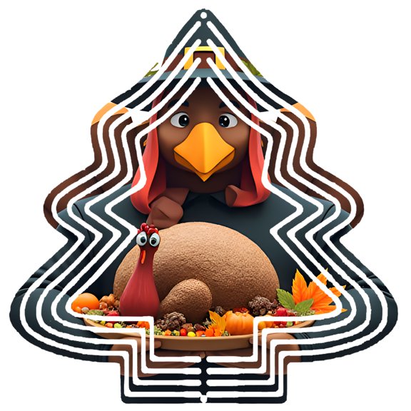 Metal Hanging Christmas Tree Wind Decorations - Festive Garden Spinners with Concentric White Lines for a Cheerful Yard Display