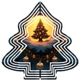 thumbnail image 1 of Metal Hanging Christmas Tree Wind Decorations - Festive Garden Spinners with Golden Ornaments & Glowing Lights for Yard Decor, 1 of 6