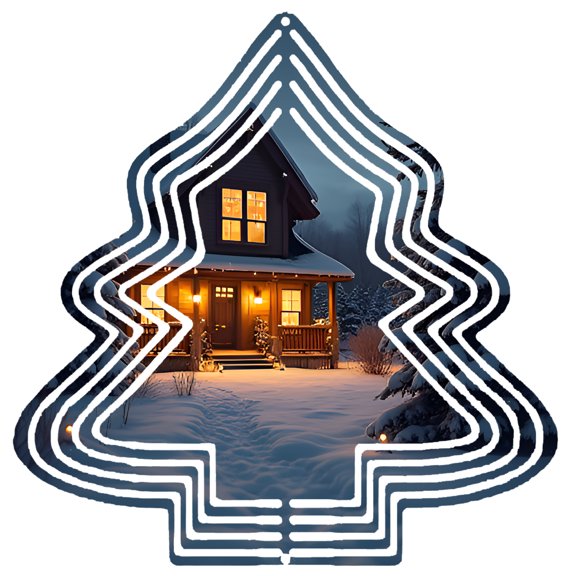 Metal Hanging Christmas Tree Wind Decorations - Festive Garden Spinners with Intricate Patterns for a Cozy Winter Yard Display