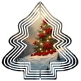 thumbnail image 1 of Metal Hanging Christmas Tree Wind Decorations - Festive Garden Spinners with Poinsettia Design for Holiday Cheer in Your Yard, 1 of 7