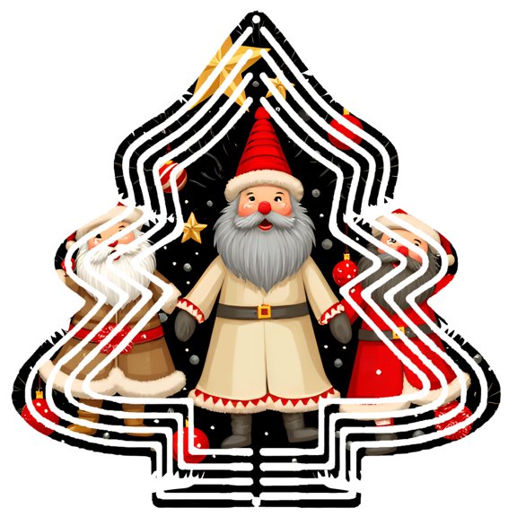 Metal Hanging Christmas Tree Wind Decorations - Festive Garden Spinners with Santa Claus Figures Stars & Snowflakes Design