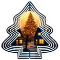thumbnail image 1 of Metal Hanging Christmas Tree Wind Decorations - Festive Garden Spinners with Twinkling Lights & Cozy Winter Scene Design, 1 of 7