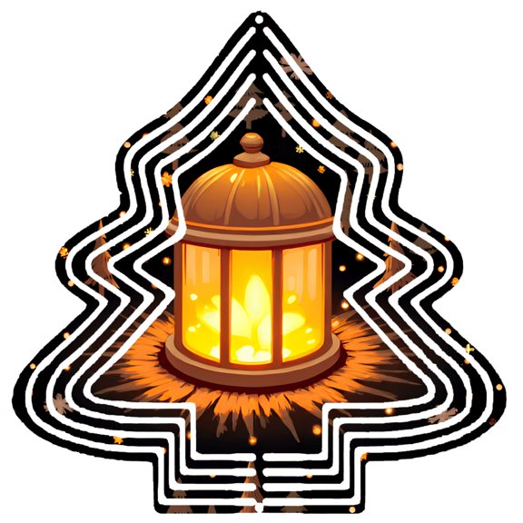 Metal Hanging Christmas Tree Wind Decorations - Intricate Lantern Design with Warm Glow & Sparkling Base for Festive Yard & Garden