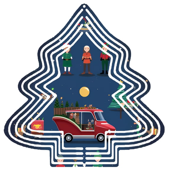 Metal Hanging Christmas Tree Wind Decorations - Labyrinth Design Garden Spinners for Festive Yard Decor Perfect for Holiday Cheer