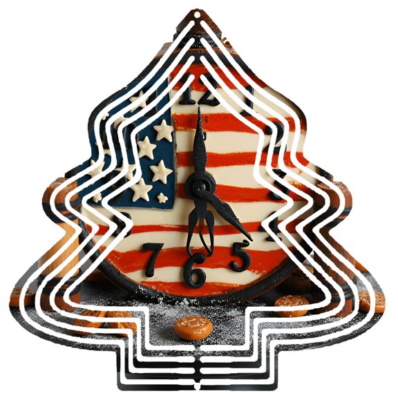 Metal Hanging Christmas Tree Wind Decorations - Unique American Flag Pattern Festive Design for Yard & Garden Spinners