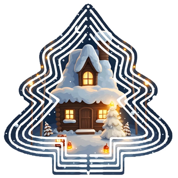 Metal Hanging Christmas Tree Wind Decorations - Unique Labyrinth Pattern Design for Festive Yard & Garden Spinners