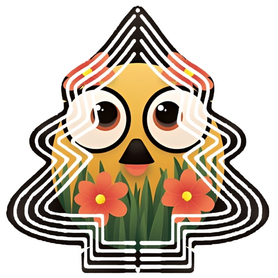 Metal Hanging Christmas Tree Wind Decorations - Vibrant Garden Spinners with Decorative Tree Outline & Colorful Floral Accents