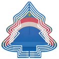 thumbnail image 1 of Metal Hanging Christmas Tree Wind Spinner - Decorative Garden Ornament with Layered Blue Red and White Design & Floral Background, 1 of 7