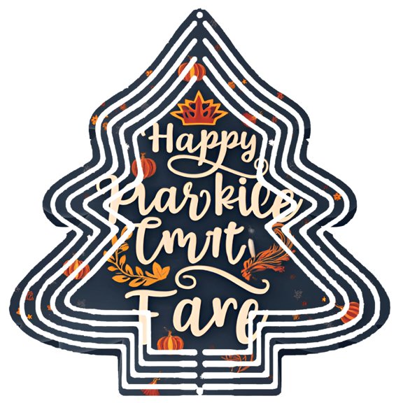 Metal Hanging Christmas Tree Wind Spinner - Decorative Garden Spinner with Layered Concentric Circle Design & Festive Ornaments