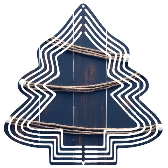 Metal Hanging Christmas Tree Wind Spinner - Decorative Garden Spinner with Rope Pattern Design Perfect for Yard and Holiday Decor