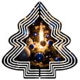 thumbnail image 1 of Metal Hanging Christmas Tree Wind Spinner - Elegant Blue & Silver Pattern Design for Yard & Garden Decor Perfect Holiday Decoration, 1 of 7