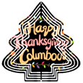 thumbnail image 1 of Metal Hanging Christmas Tree Wind Spinner - Festive Design with Colorful Lights & Cursive ' Happy Thanksgiving ' Text for Garden Decor, 1 of 7