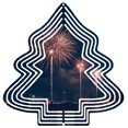 thumbnail image 1 of Metal Hanging Christmas Tree Wind Spinner - Festive Design with Detailed Outline Concentric Circles & Cityscape Background for Garden Decor, 1 of 7