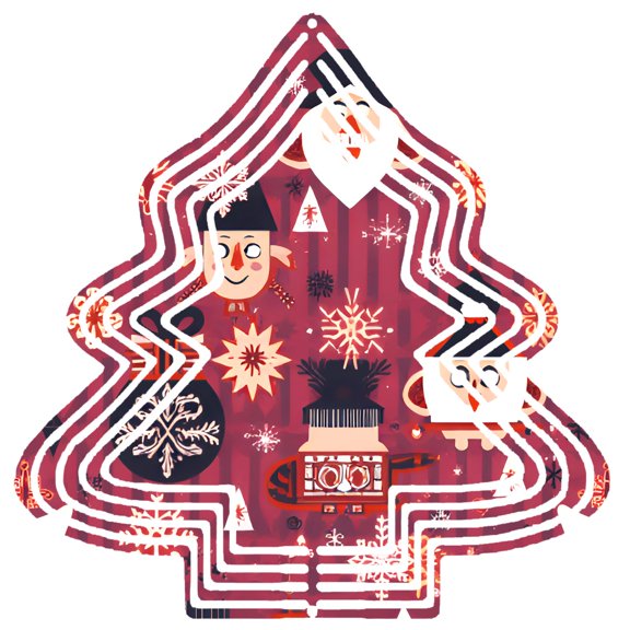 Metal Hanging Christmas Tree Wind Spinner - Festive Design with Smiling Face Candy Star & Dancers - Perfect for Yard & Garden Decor