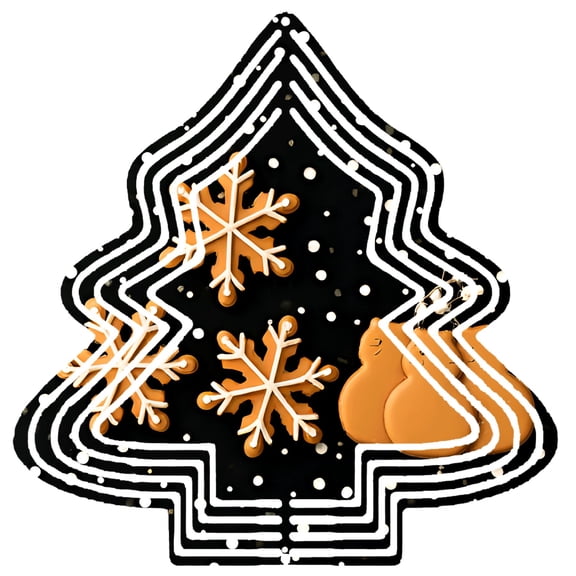 Metal Hanging Christmas Tree Wind Spinner - Festive Design with Snowflakes & Squirrels - Perfect for Yard & Garden Decor