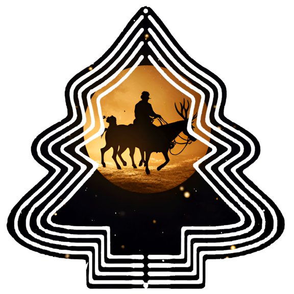 Metal Hanging Christmas Tree Wind Spinner - Festive Garden Decoration with Celestial Silhouette Design Perfect for Yard & Garden