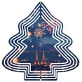 thumbnail image 1 of Metal Hanging Christmas Tree Wind Spinner - Festive Garden Decoration with Concentric Circle Glow Design & Fireworks Pattern, 1 of 6