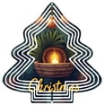 thumbnail image 1 of Metal Hanging Christmas Tree Wind Spinner - Festive Garden Decoration with Concentric White Lines & Glowing Candle Design, 1 of 7